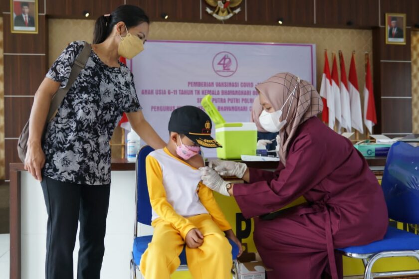 Polres Temanggung Gelar Vaksinasi Dosis Ke-2 Untuk Anak-anak