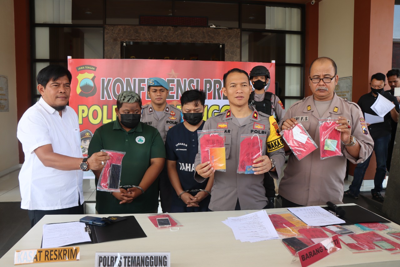 Transaksi Judi Online, Satreskrim Polres Temanggung Amankan 2 Pelaku