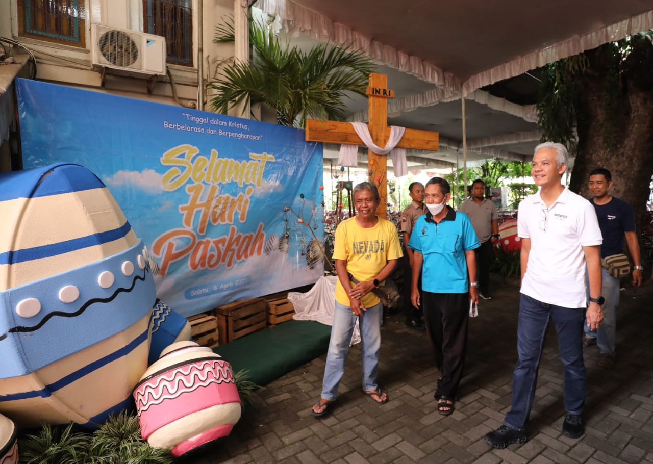 Cek Persiapan Misa Paskah di Gereja Santo Antonius, Ganjar; Sudah Siap, Kita Doakan Lancar