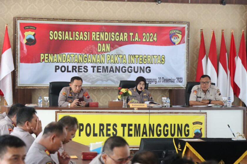 Polres Temanggung Gelar Sosialisasi Anggaran T.A 2024 dan Penandatangan Pakta Integritas