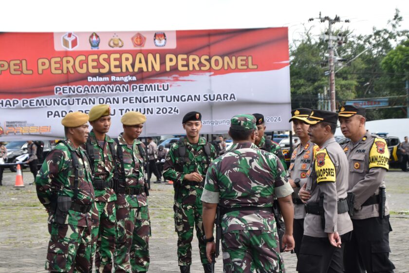 Pemilu 2024 : Polres Temanggung Bersama Instansi Terkait Lakukan Apel Pergeseran Pasukan